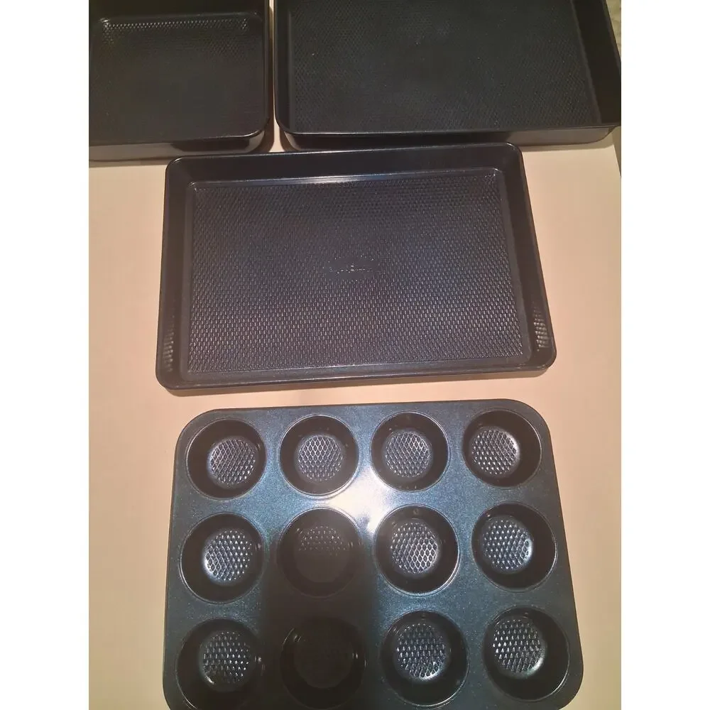4pc Hampton Blue Nonstick Bakeware Set Muffin Pan Baking Sheets - New No Box
